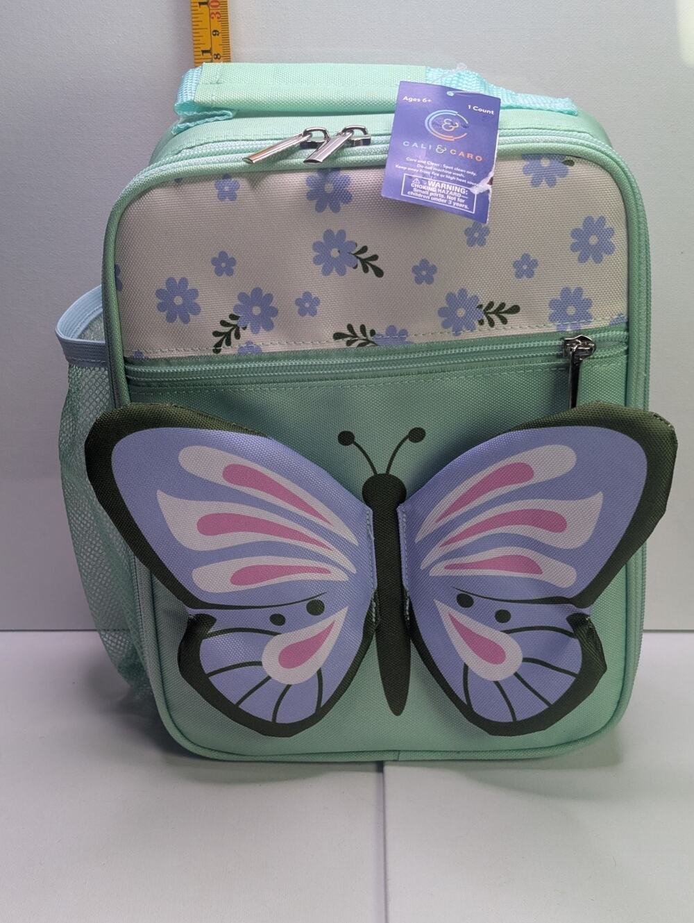 Cali & Caro Butterfly Lunch Tote Mint Purple Insulated Bag NWT Kids School